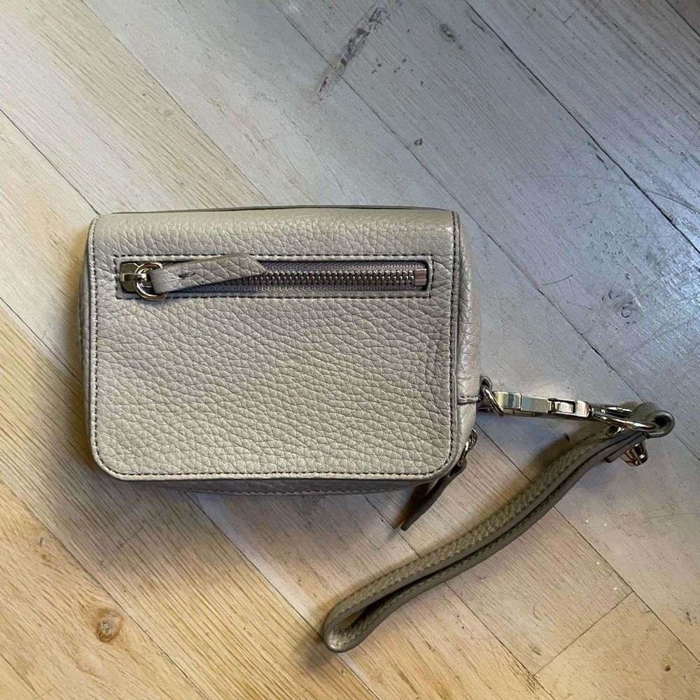 Alexander Wang $595 Fumo Pebbled Lambskin Wristlet, Oyster Grey, NWOT